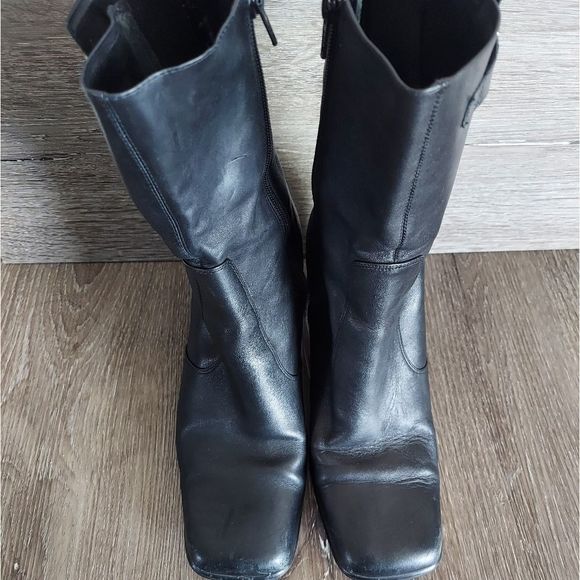 Steve Madden Got You Vintage Black Leather Mid-Calf Boots Sz 7.5 - Picture 3 of 14